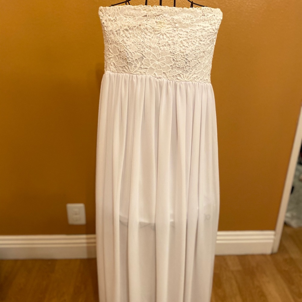 Beautiful White Crochet and Sheer Dress